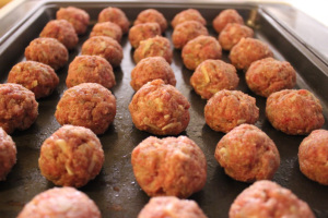 Chicken Meatballs - cover with Franks Hot Sauce, and enjoy!